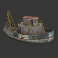 Rusty Old Ship With Weathered Exterior And Details 3d model