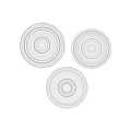 Three White Decorative Circular Ceiling Components With Layered Design Details