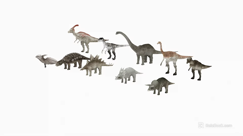 Reptile Dinosaur Models Collection Featuring Various Prehistoric Species for 3d model 