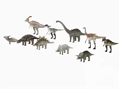Reptile Dinosaur Models Collection Featuring Various Prehistoric Species for 3d model