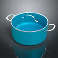 Blue Cooking Pot With Stainless Steel Handles And Smooth Interior Surface