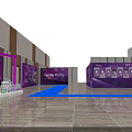 Glamorous Stage Design With Blue Purple Lighting Red Carpet And Steps