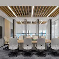 Modern Office Interior With Open Workspace Large Windows Green Plants Desks Chairs And Computers