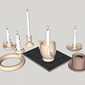 Modern Soft Pink Candle Lamps With Decorative Designs And Mat For Tabletop Decor