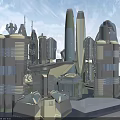 Birds Eye View Planning of Futuristic City with Modern Skyscrapers and Urban Design