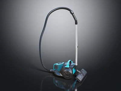 Modern Blue And Black Vacuum Cleaner With Long Hose And Powerful Suction 3d model