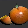 Fresh Whole Orange With Sliced Orange And Green Leaf On Dark Background