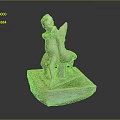 Decorative Square Base Furniture With Angel Sculpture And Brown Gray Finish