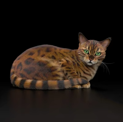 Spotted Reptile Lizard With Green Eyes Curled Up On Black Background 3d model