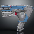 Blue And Gray Toy Gun With Futuristic Design Red Accents And Detailed Structure