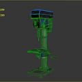 Industrial Drill Press Equipment With Metal Base Worktable And Blue Components