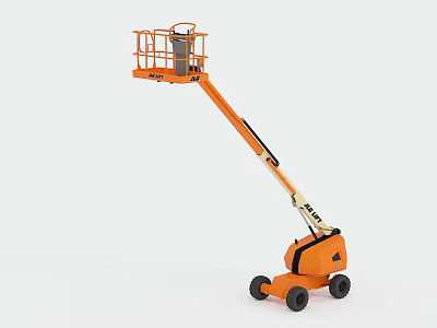 Industrial Equipment Mobile Aerial Work Platform With Orange Telescopic Boom Working Basket And Wheeled Base 3d model