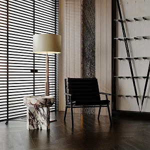 Modern Leisure Chair Side Table Floor Lamp Leisure Chair 3d model