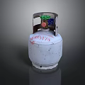 White LPG Cylinder With Red Numbered Label And Green Valve Handle