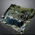 3D Topographic Model With Detailed Mountain Ranges Blue Water Bodies And Snowy Textures