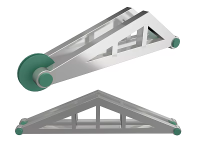Practical Movable Metal Storage Shelf With Triangular Structure And Green Wheels 3d model