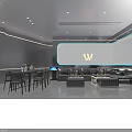 Modern Dark Toned Bar Interior With Stylish Counter Seating And Ambient Lighting