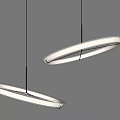 Elegant Modern Pendant Lights Featuring Rectangular And Oval Shapes Against Gray Wall 3d model