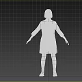 Woman in White Lab Coat Tie Blue Leggings Black Boots Grey Background Arms Outstretched
