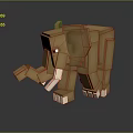 Brown Paper Origami Elephant With White Tusks Standing On Dark Reflective Surface