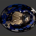 Artistic Blue Glass Vase With Unique Curved Shape And Intricate Carving Details