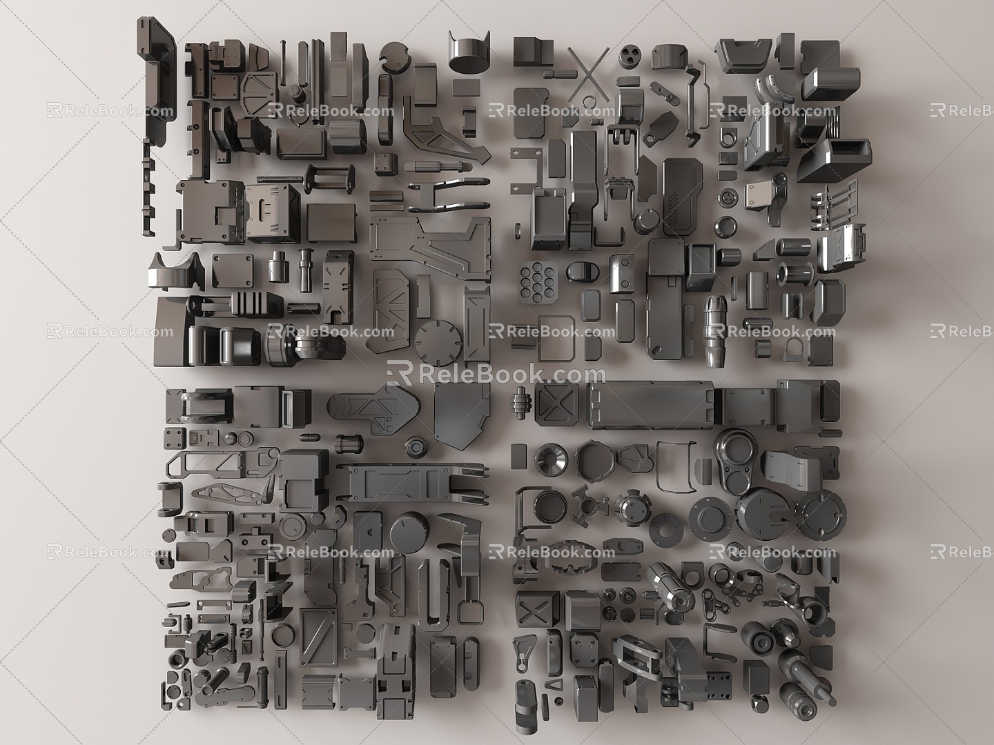 Modern mechanical parts and equipment 3d model