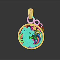 Elegant Golden Pendant Featuring Lizard Design And Bubble Decorations For Daily Use