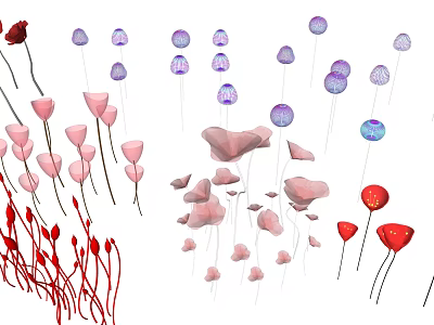 Flower Shaped Outdoor Decorative Lights In Red Pink Purple Colors For Garden Decoration 3d model