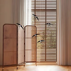 Modern Rattan Screen Swallow Chandelier 3d model