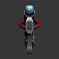 Futuristic Sci Fi Weapon With Silver Body Blue Lights And Red Pipes