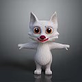 Cute White Cartoon Game Movie Character With Big Eyes Red Nose And Open Arms