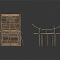 Handmade Wooden Decorative Structures With Artistic Frames And Natural Design 3d model
