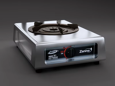 Zanussi Stainless Steel Single Burner Gas Stove With Knob Control For Kitchen 3d model