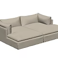 Cream wind double sofa deepened sofa lazy sofa 3d model