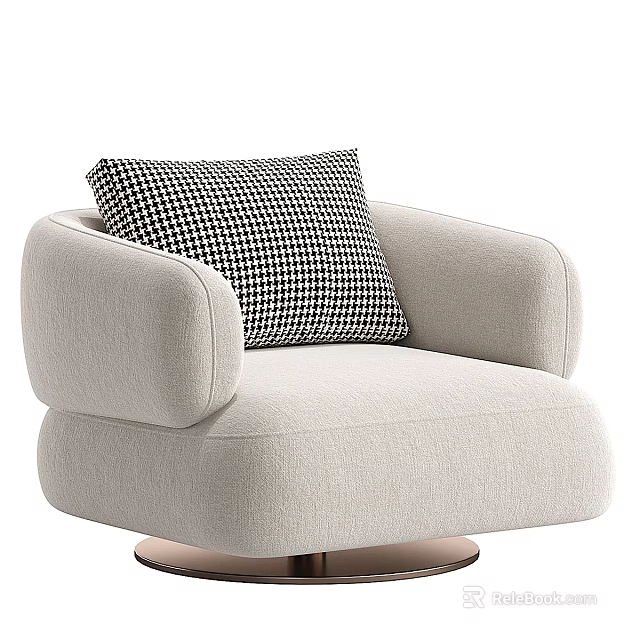 Light Gray Sofa Coffee Table Set With Houndstooth Pillow Rounded Armrests Metal Base 3d model