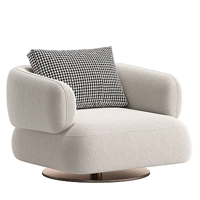 Light Gray Sofa Coffee Table Set With Houndstooth Pillow Rounded Armrests Metal Base 3d model