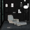 Cozy Wicker Lounge Chair With Gray Cushion Throw Blanket Ottoman And Floor Lamp By Bookshelf