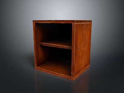 Wooden Cabinet With Two Shelves Dark Wood Finish Simple Design Reflective Surface Modern Style 3d model
