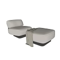 Modern Stylish Brown and Beige Leisure Chair with Ottoman for Living Room