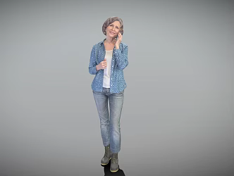 Phone Call Ladies Denim Ladies Casual Ladies 3d model