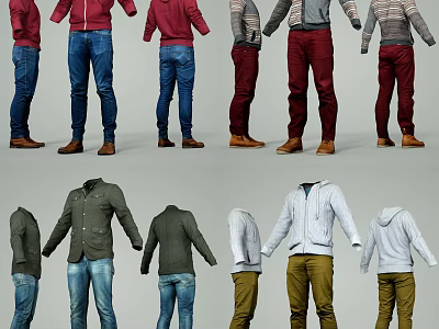 Trendy Casual Clothes Collection Showcasing Stylish Tops And Colorful Pants In Various Designs 3d model
