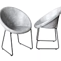 Gray Curved Accent Chairs With Black Metal Legs Modern Stylish Design