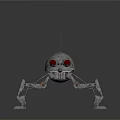 Rusty Mechanical Robot Creature With Red Glowing Eyes And Spider Like Legs 3d model