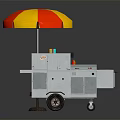 Street Food Cart With Red And Yellow Umbrella For Mobile Vending Business