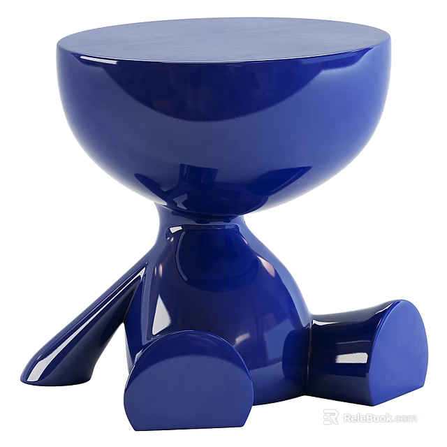Modern Vanity Dresser With Blue Cartoon Shaped Decorative Ornament On Top 3d model 