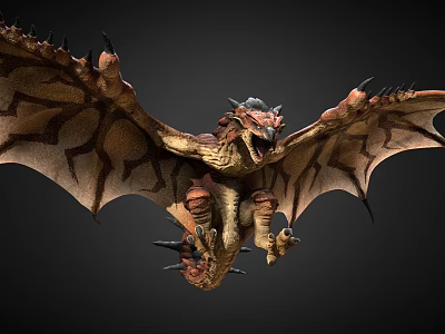 Flying Dragon With Spiked Wings Sharp Claws And Open Mouth 3d model