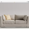 Beige Fabric Two Seater Sofa With Decorative Pillows And Modern Comfortable Design 3d model