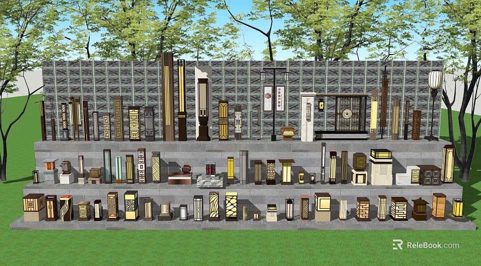 Various Designed Outdoor Lights With Different Styles For Garden Landscape 3d model 