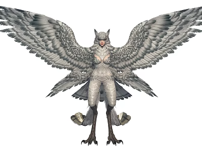 Game and Movie Character Harpy Featuring Large Feathered Wings Female Form and Claws 3d model