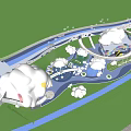 Colorful Children's Theme Park Layout With River Rainbow Bridge And Mini Train Track
